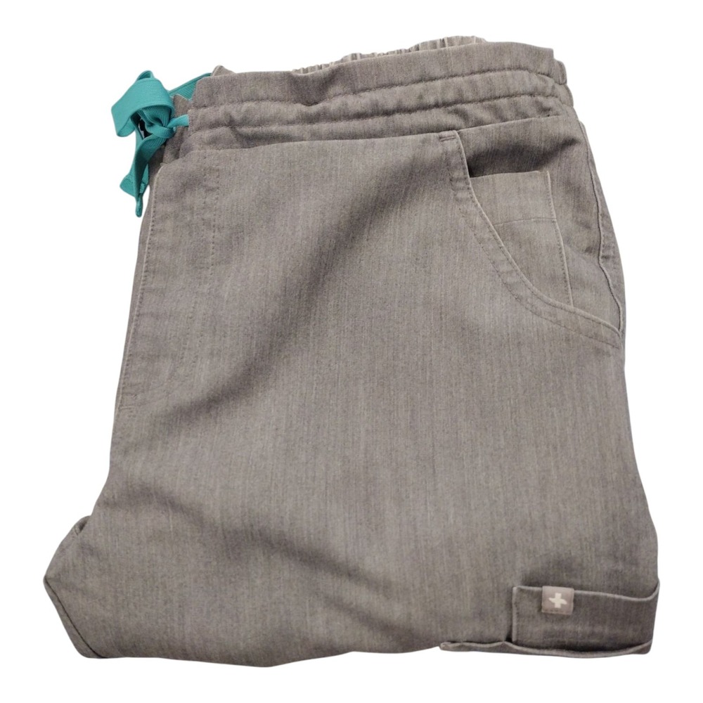 Figs Scrub Pants Women's Small Grey Pull On Drawstring Nine Pockets